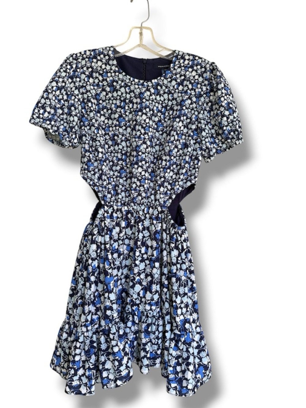 French Connection Bethany Verona Crepe Floral Cutout Mini Dress Size 4 - Picture 2 of 12